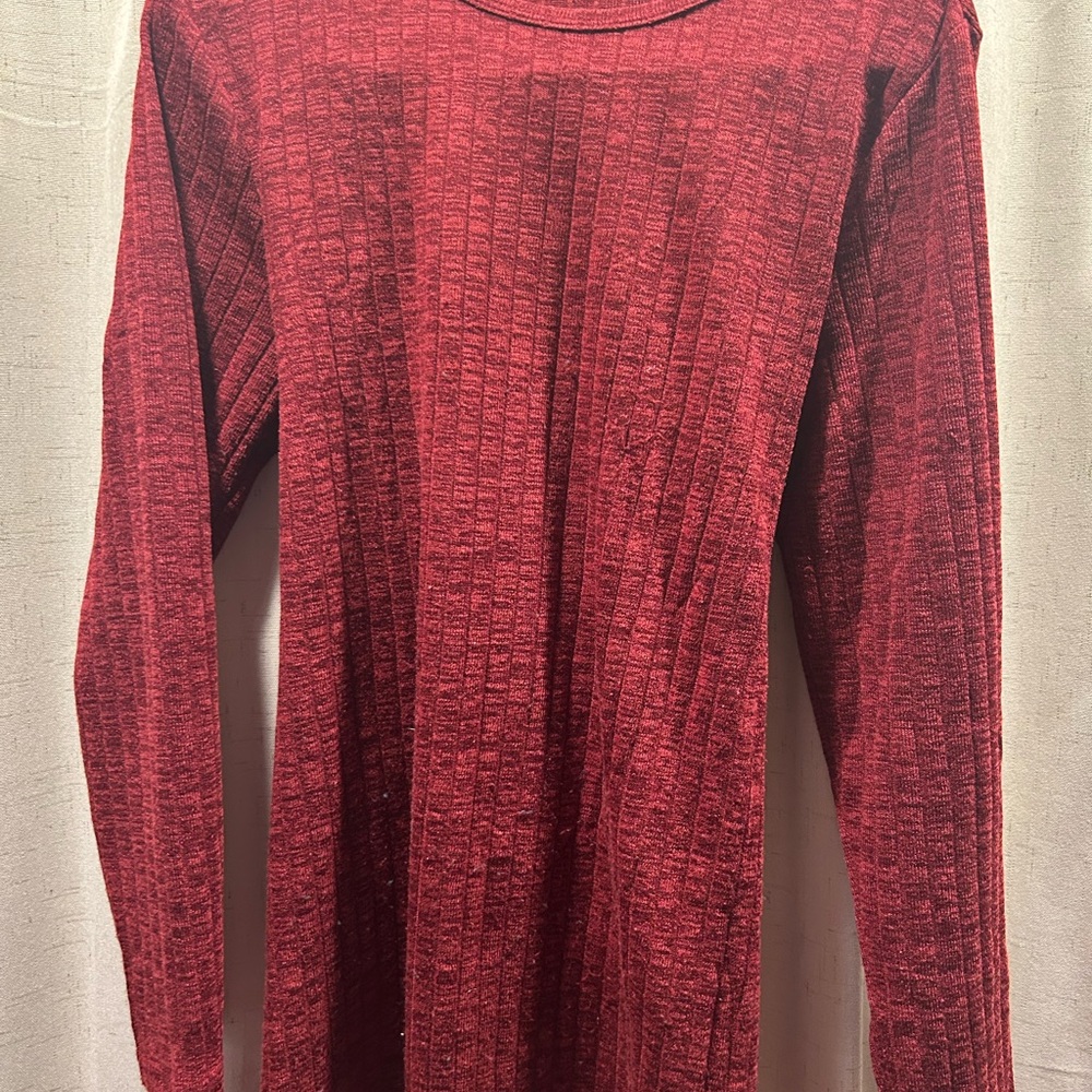 Red Textured Long Sleeve Maternity Top